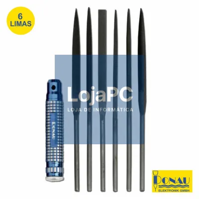CONJUNTO DE 6 LIMAS DIVERSAS E PUNHO METAL 160MM DONAU