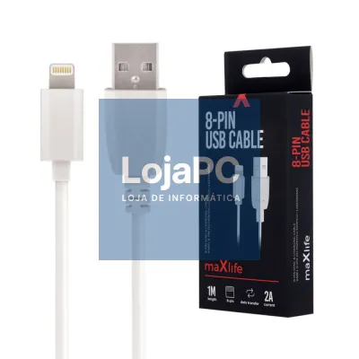 Cabo USB-A 2.0 2A Macho / Lightning Branco 1m
