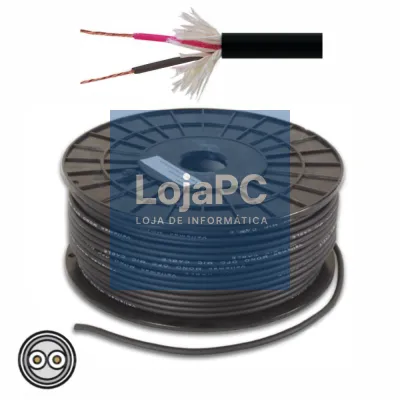 CABO MICROFONE 2 CONDUTORES + MALHA 2X0.08MM² Ø3MM PRETO