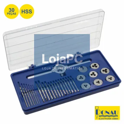 CONJUNTO DE CHAVES P/ ABRIR ROSCA HSS 30 PEÇAS M1-M2.5 DONAU