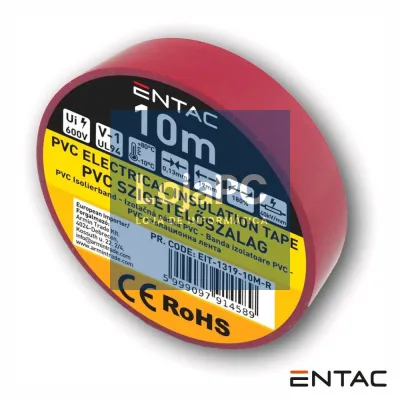 Fita Isoladora PVC 19mm 10m Vermelho ENTAC