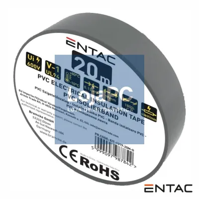 Fita Isoladora PVC 19mm 20m 0.18mm Cinzento ENTAC