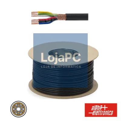 CABO ELETRONICA 6 CONDUTORES + MALHA 6x0.22 °5.60 PRETO