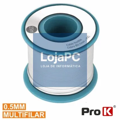 CABO MULTIFILAR BRANCO 0.5MM ROLO 25M PROK