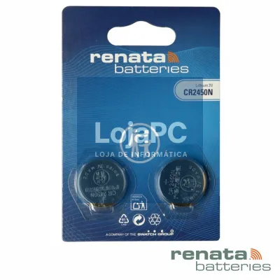 Pilha Lítio Botão CR2450N 3V 540mA 2x RENATA
