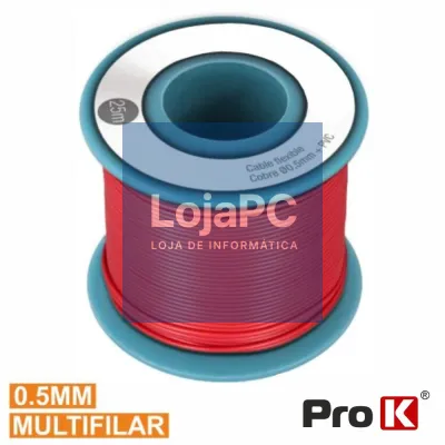 CABO MULTIFILAR VERMELHO 0.5MM ROLO 25M PROK