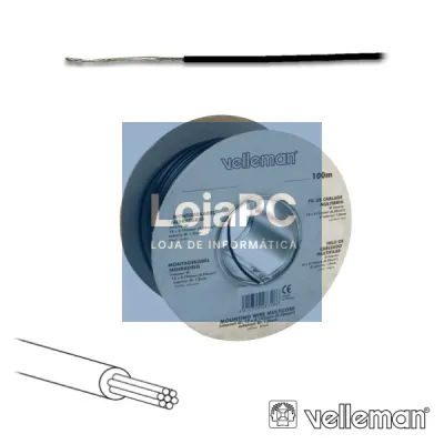 CABO MULTIFILAR PRETO 0.20MM ROLO 100M VELLEMAN