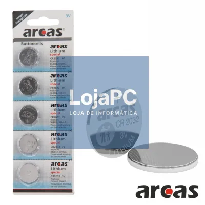 Pilha Lítio Botão Cr2032 3v 210ma 5x Blister ARCAS