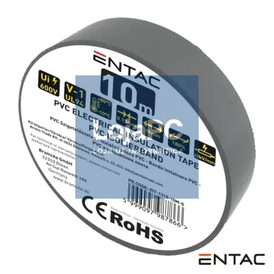 Fita Isoladora PVC 19mm x 10m Cinzento ENTAC