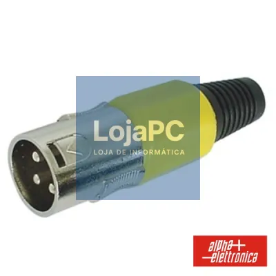 FICHA XLR 3P MACHO AMARELA C/ BLINDAGEM E BLOQUEIO