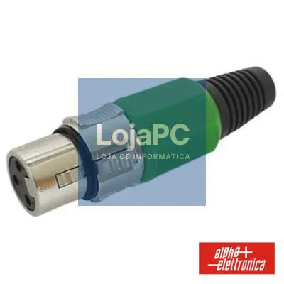 FICHA XLR 3P FÊMEA VERDE C/ BLINDAGEM E BLOQUEIO