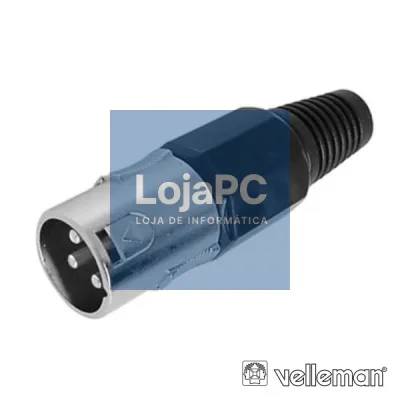 FICHA XLR 3P MACHO PRETA C/ BLINDAGEM E BLOQUEIO