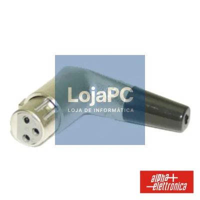 FICHA XLR 3P FÊMEA 90º C/ PROTEÇÃO BORRACHA E BLOQUEIO