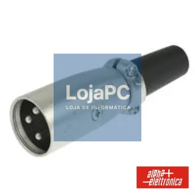 FICHA XLR 3P MACHO NIQUELADA P/ MICROFONE C/ PROTEÇÃO CABO