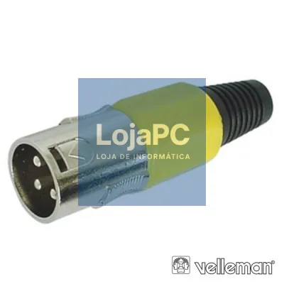 FICHA XLR 3P MACHO AMARELA C/ BLINDAGEM E BLOQUEIO