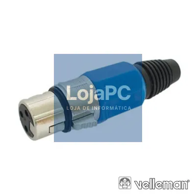 FICHA XLR 3P FÊMEA AZUL C/ BLINDAGEM E BLOQUEIO