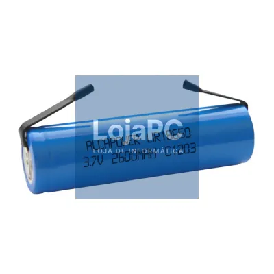 Bateria Lítio 18650 3.7V 2600MA C/ Patilhas Recarregável