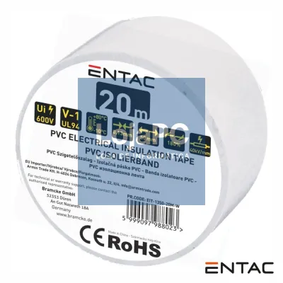 Fita Isoladora Branco 20M 0.13x50mm ENTAC