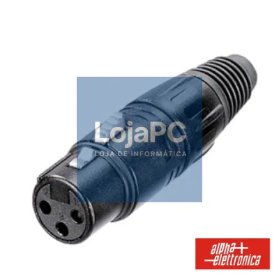 FICHA XLR 3P FÊMEA PRETA C/ BLINDAGEM E BLOQUEIO