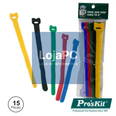 BRAÇADEIRA VELCRO MULTICOR 200MM 15X PROSKIT