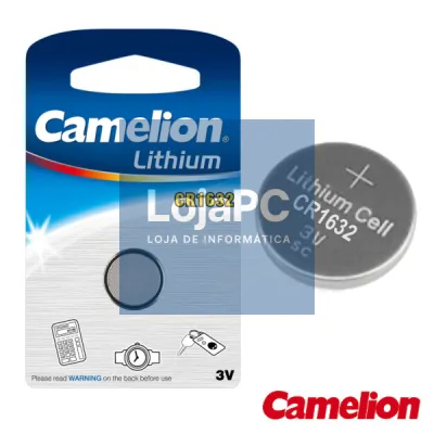 PILHA LITHIUM BOTÃO CR1632 3V 120MA BLISTER CAMELION