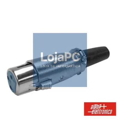 FICHA XLR 3P FÊMEA NIQUELADO C/ GUARDA CABO