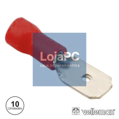 TERMINAL FASTON MACHO ISOLADO 6.4MM 10X VERMELHO