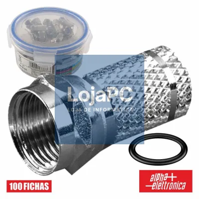 FICHA F FÊMEA NIQUELADA  HQ P/ CABO 6.8MM RG59 C/ 1 O-RING