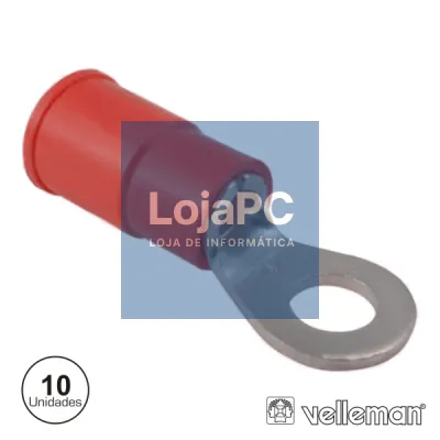 TERMINAL REDONDO ISOLADO 4.3MM 10X VERMELHO VELLEMAN