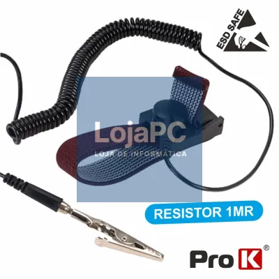 PULSEIRA ANTI-ESTÁTICA PRETA E VERMELHA PROK