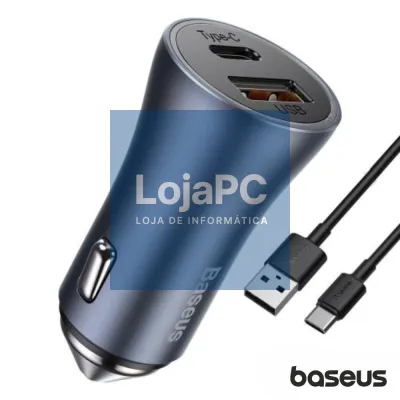 Adaptador Ficha Isqueiro USB-A/USB-C PD 40W BASEUS
