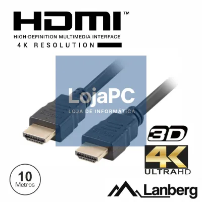 Cabo HDMI Dourado Macho / Macho 2.0 4K 10m LANBERG