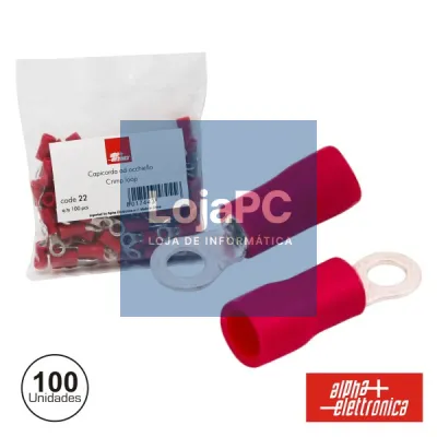 TERMINAL REDONDO ISOLADO 4.3MM 100X VERMELHO