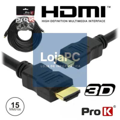 CABO HDMI DOURADO MACHO / MACHO 1.4 PRETO 15M PROK