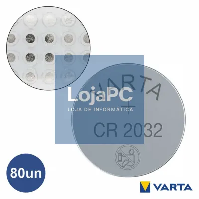 Pilha Lítio Botão CR2032 3V 80x VARTA