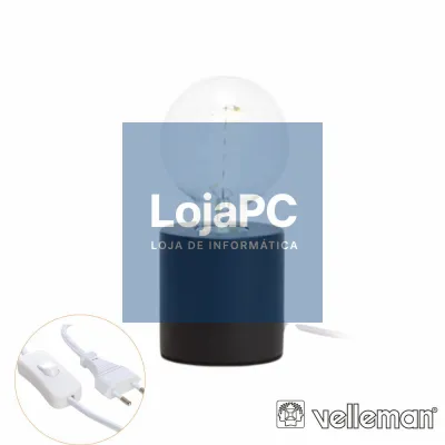 Candeeiro Mesa 1X E27 60W 90x90mm 1.5M Preto VELLEMAN