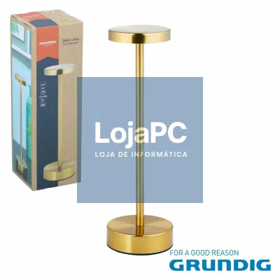 Candeeiro Mesa LED E14 Touch Cabeça Plana Dourada GRUNDIG