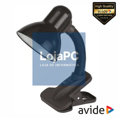 Candeeiro Secretária 1xE27 60W C/ Mola Preto AVIDE