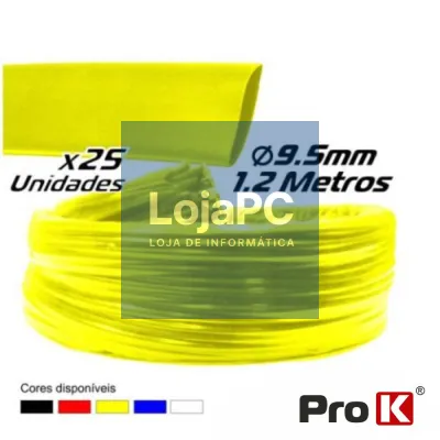 TUBO MANGA TERMORETRÁCTIL 9.5MM 1.2M 25X AMARELO PROK