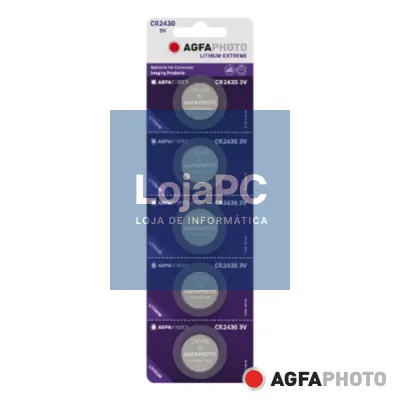Pilha Lithium Botão CR2430 3V 5x Blister AGFAPHOTO