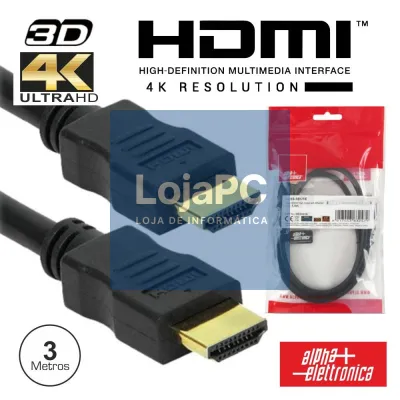 CABO HDMI DOURADO MACHO / MACHO 2.0 4K PRETO 3M