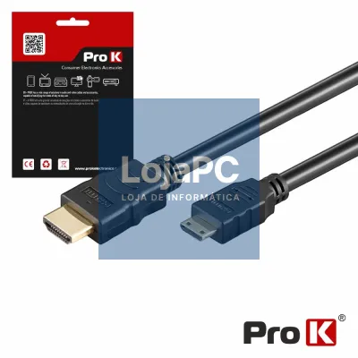CABO HDMI DOURADO MACHO / MINI HDMI MACHO PRETO 1.5M PROK