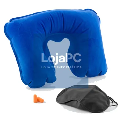 ALMOFADA DE PESCOÇO INFLÁVEL P/ VIAGEM AZUL