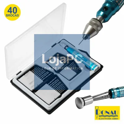 CONJUNTO DE 40 BROCAS HSS Ø0.3MM A Ø2.5MM E CHAVE DONAU