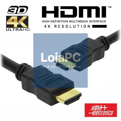 Cabo HDMI Dourado Macho / Macho 4K Preto 1m ALPHA