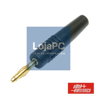 FICHA BANANA 2MM MACHO PRETO DOURADA