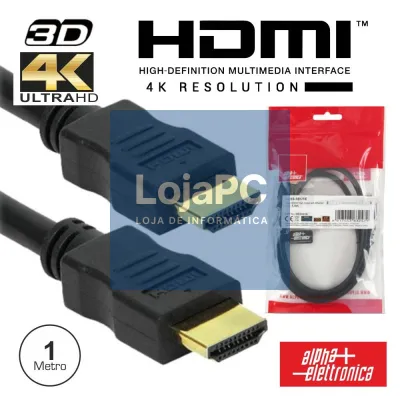CABO HDMI DOURADO MACHO / MACHO 2.0 4K PRETO 1M
