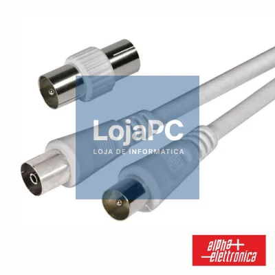Cabo Coaxial Macho/Fêmea + Adaptador Branco 2m ALPHA