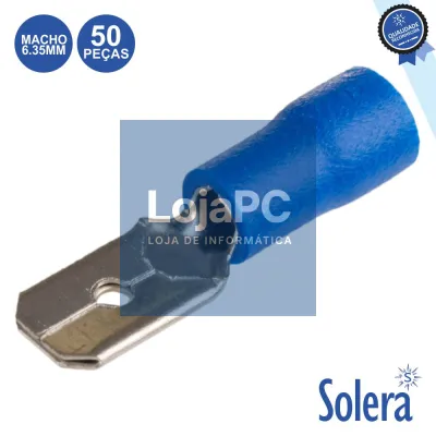 TERMINAL FASTON MACHO ISOLADO 6.35MM AZUL 50X SOLERA