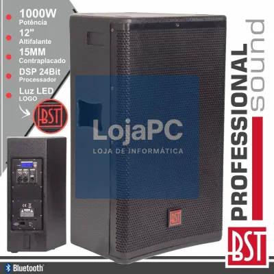COLUNA AMPLIFICADA PRO 12" 1000W 4 MODOS BT 15MM MDF BST